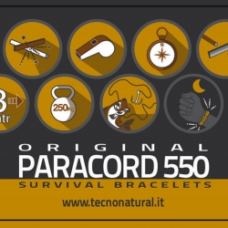 BRACCIALE PARACORD 550 Type III 5 in 1 - con Manuale - BLACK